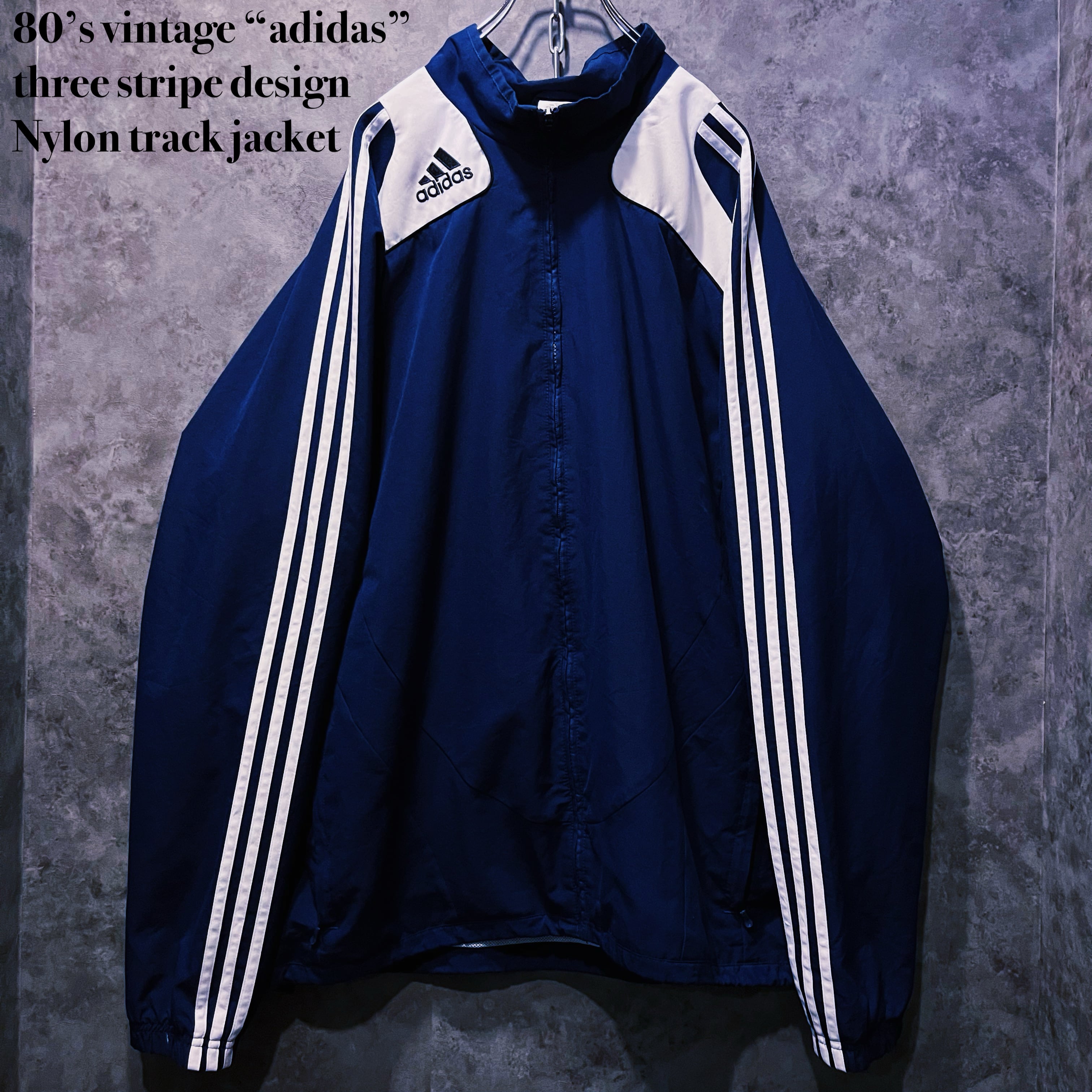 【doppio】80’s vintage “adidas” three stripe design Nylon track jacket