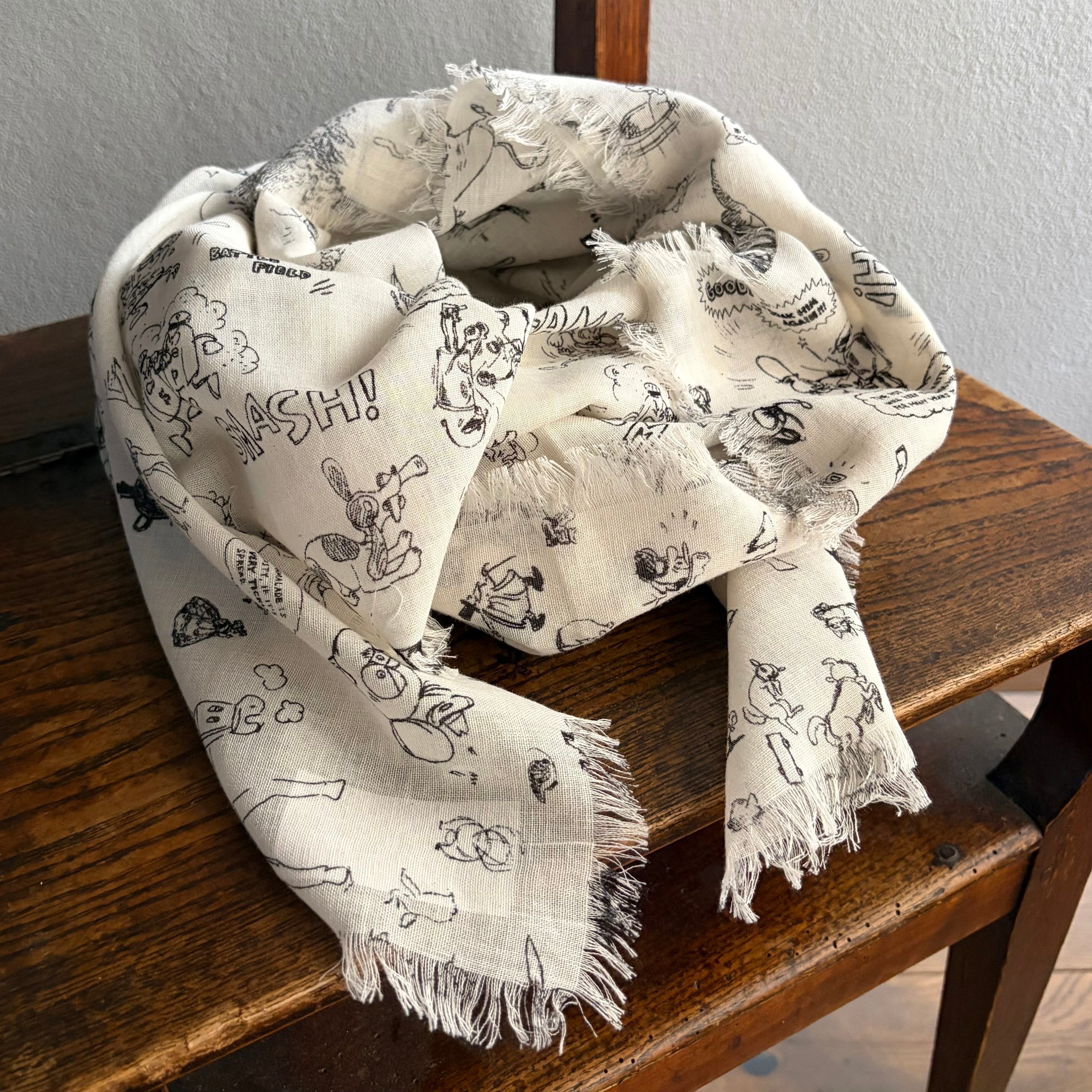 R&D.M.Co-/OLDMAN'S TAILOR オールドマンズテーラー GRAFFITI GAUZE SHAWL / グラフィティーガーゼショール #7960 Flax