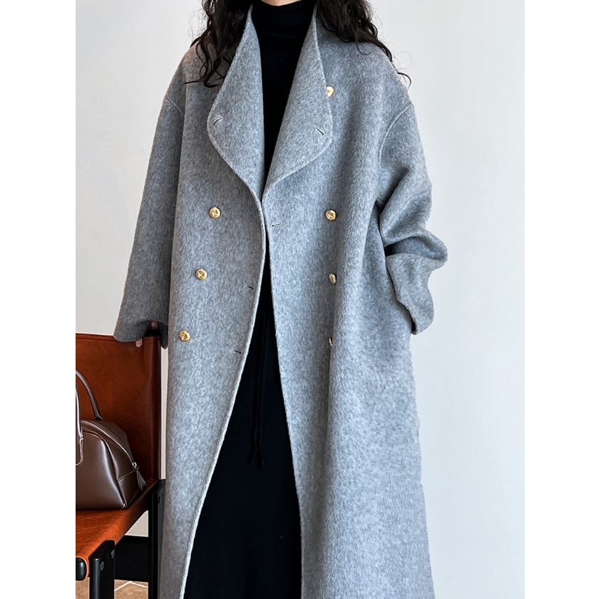 stand collar long coat | colorer