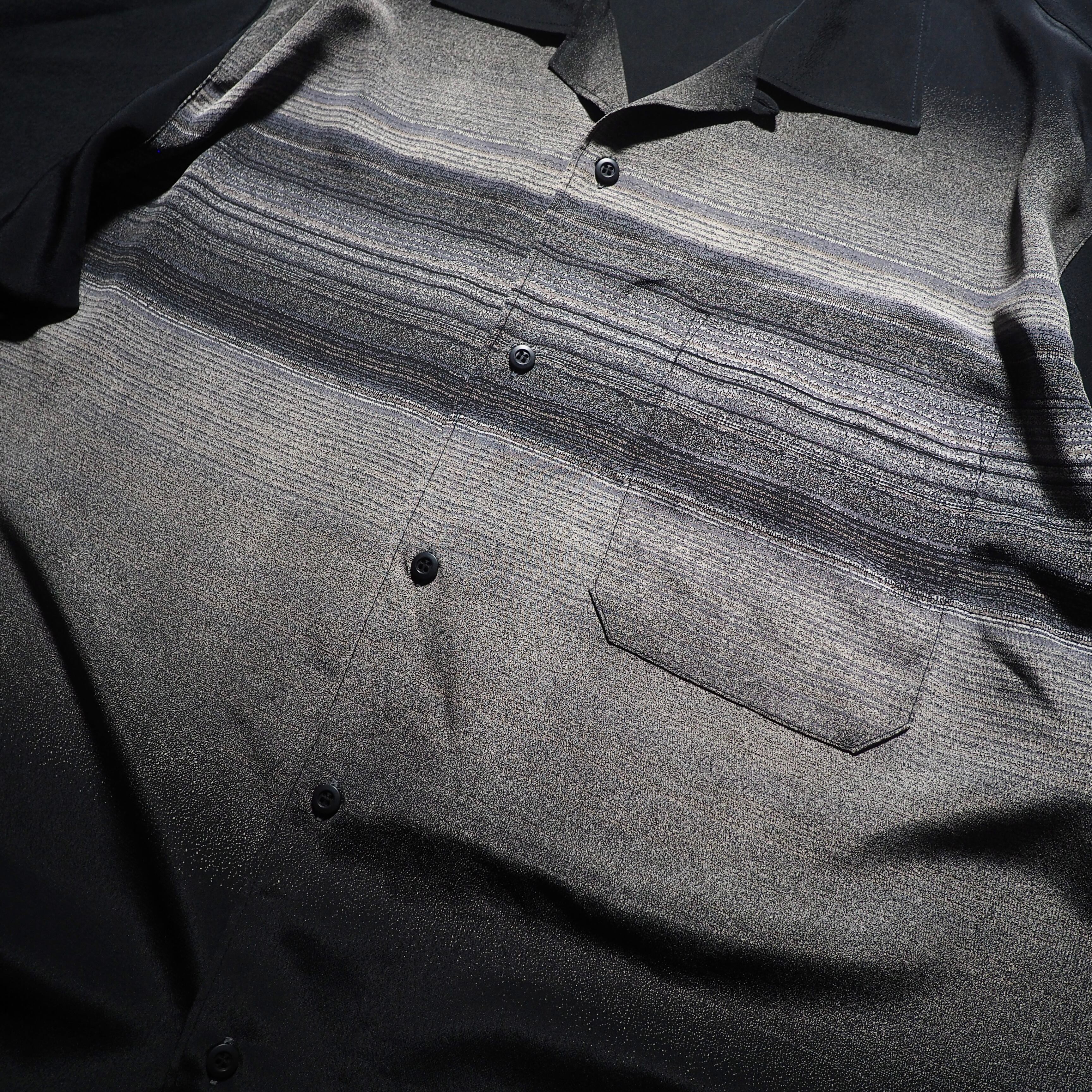 1990s Black mode Overlap line Design Drape loose Open collar shirt