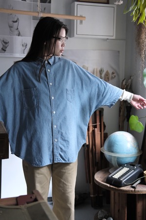 "H.UNIT" "Chambray dolman short sleeves shirt"