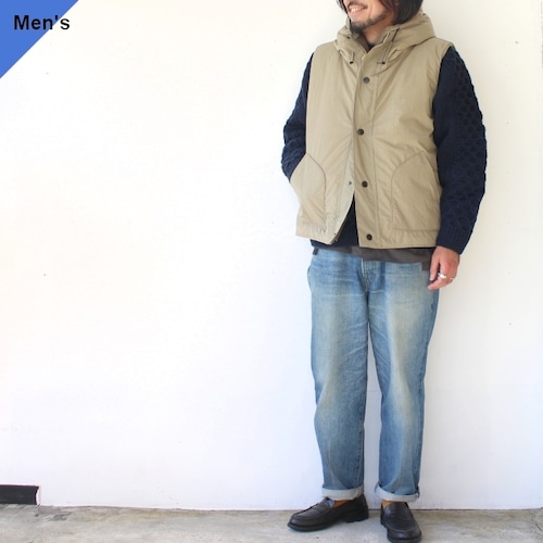 melple ナイロン中綿フードベスト Monterey Vest　（Beige）