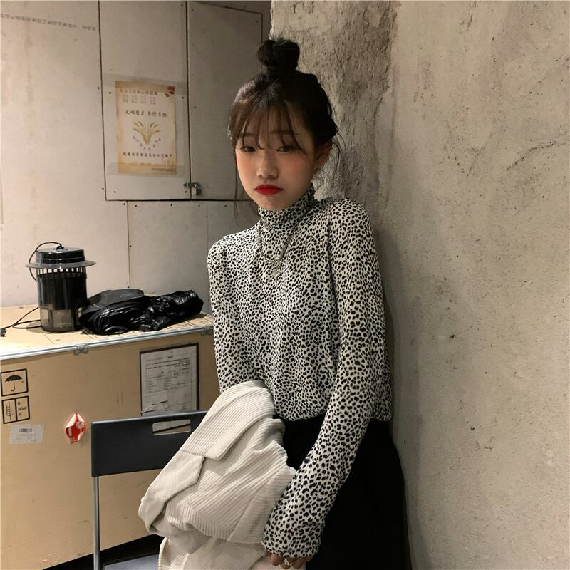ウエスタン ヒョウ柄 メッシュ シャツ レディース 長袖 ハイネック スリム トップ 秋 レディース ボトミング シャツ ウエスタン スタイル スモール シャツ フロントップ店 トップ Shineray Com Br