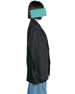 ssstein "LIGHT LINEN EASY SINGLE BREASTED JACKET〔BLACK〕"
