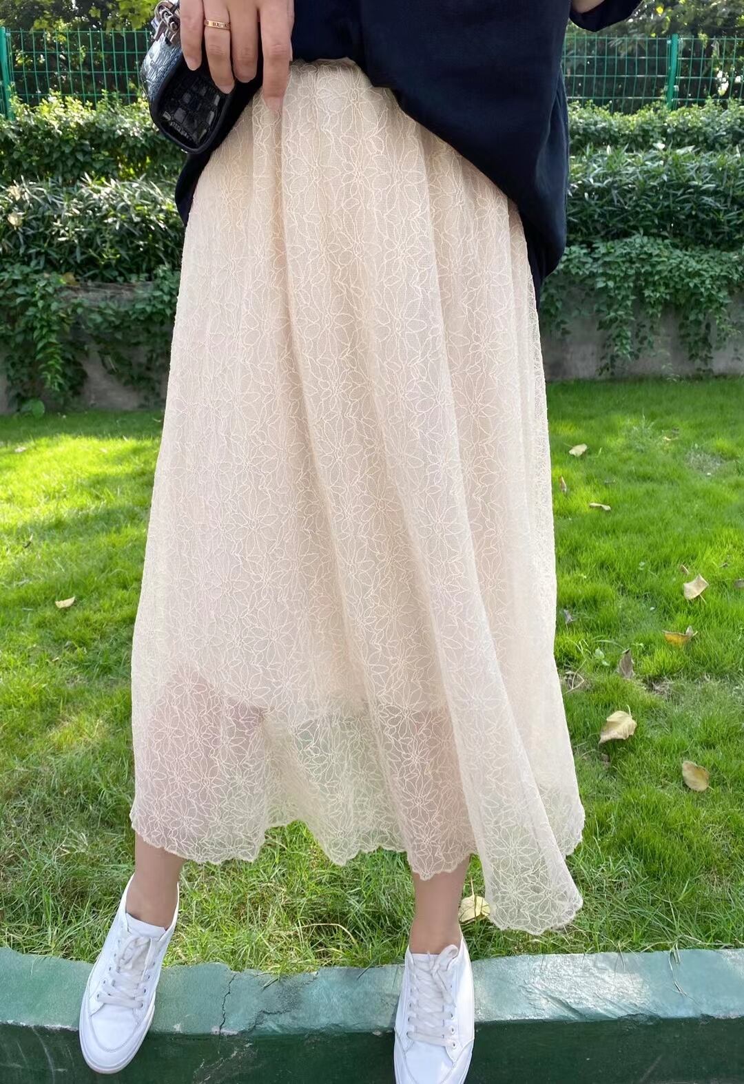 花柄レーススカート　AJ1365-E007