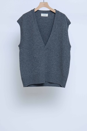 Vneck Knit Vest - Gray