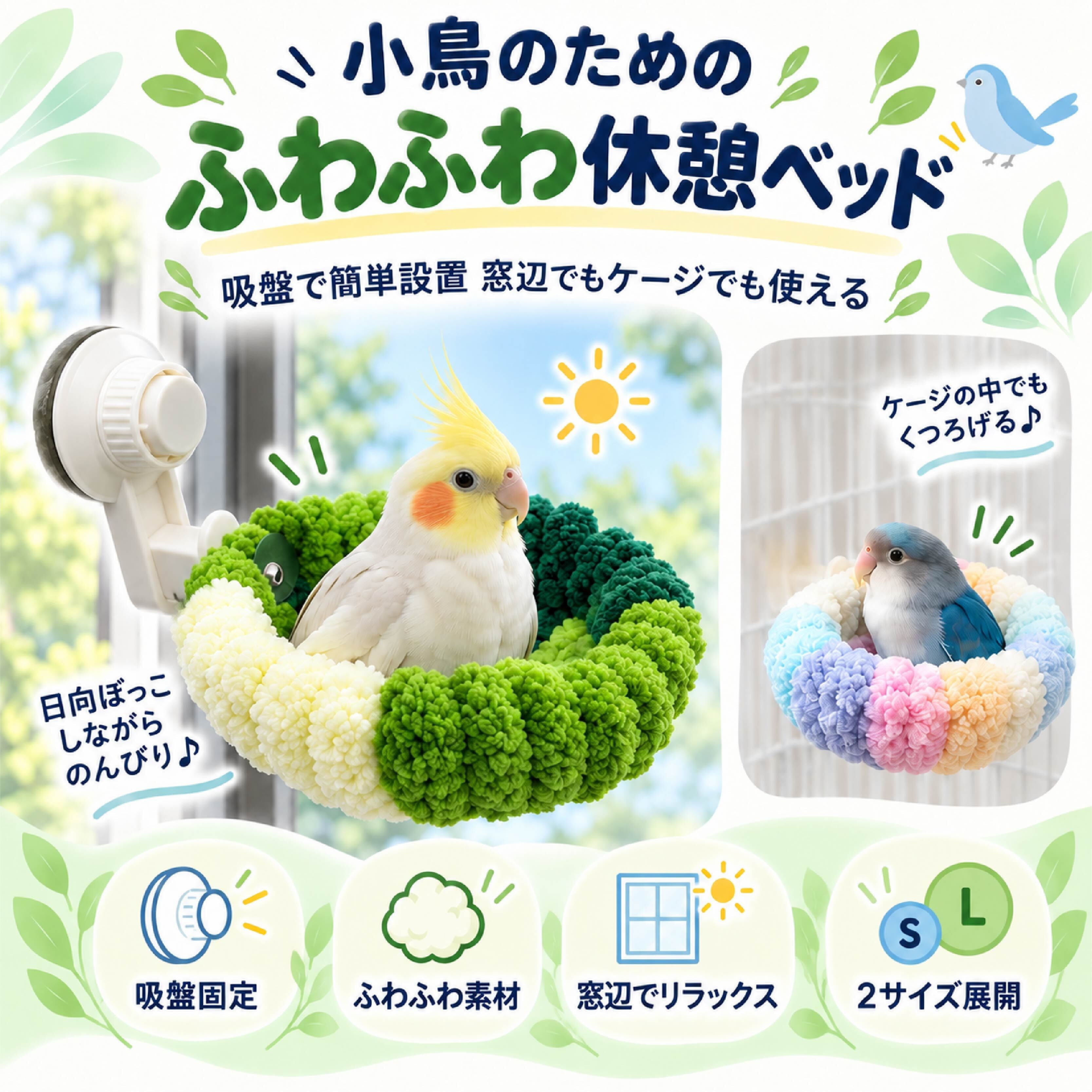 NY 955 . 小鳥用休憩ベッド 吸盤式 バードベッド 鳥かご おもちゃ