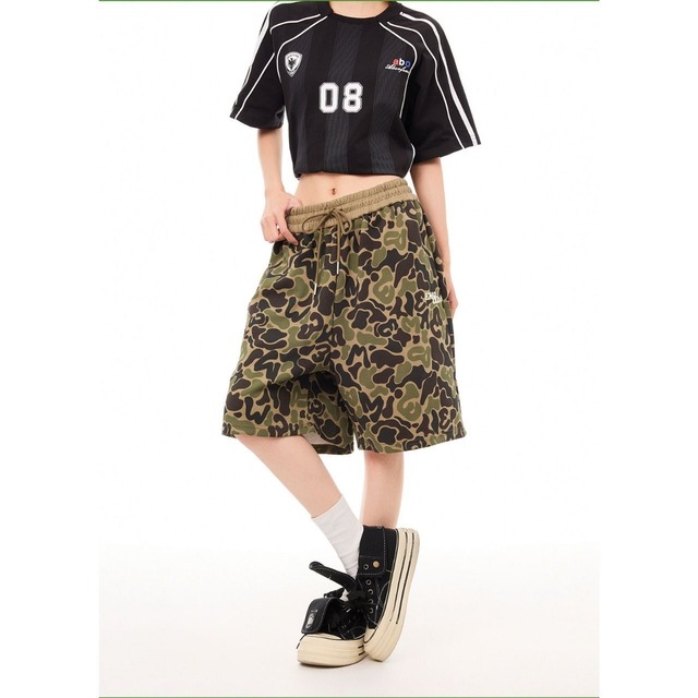 アーミーカモワイドスウェットハーフパンツ 2col R02508