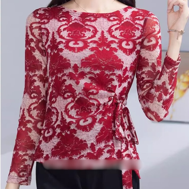 ウエストサイドリボン ロングスリーブ ラウンドネック カットソー ds1079