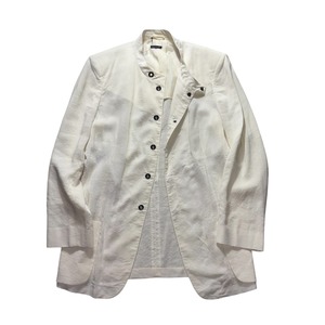 GIORGIO ARMANI white pique no collar jacket