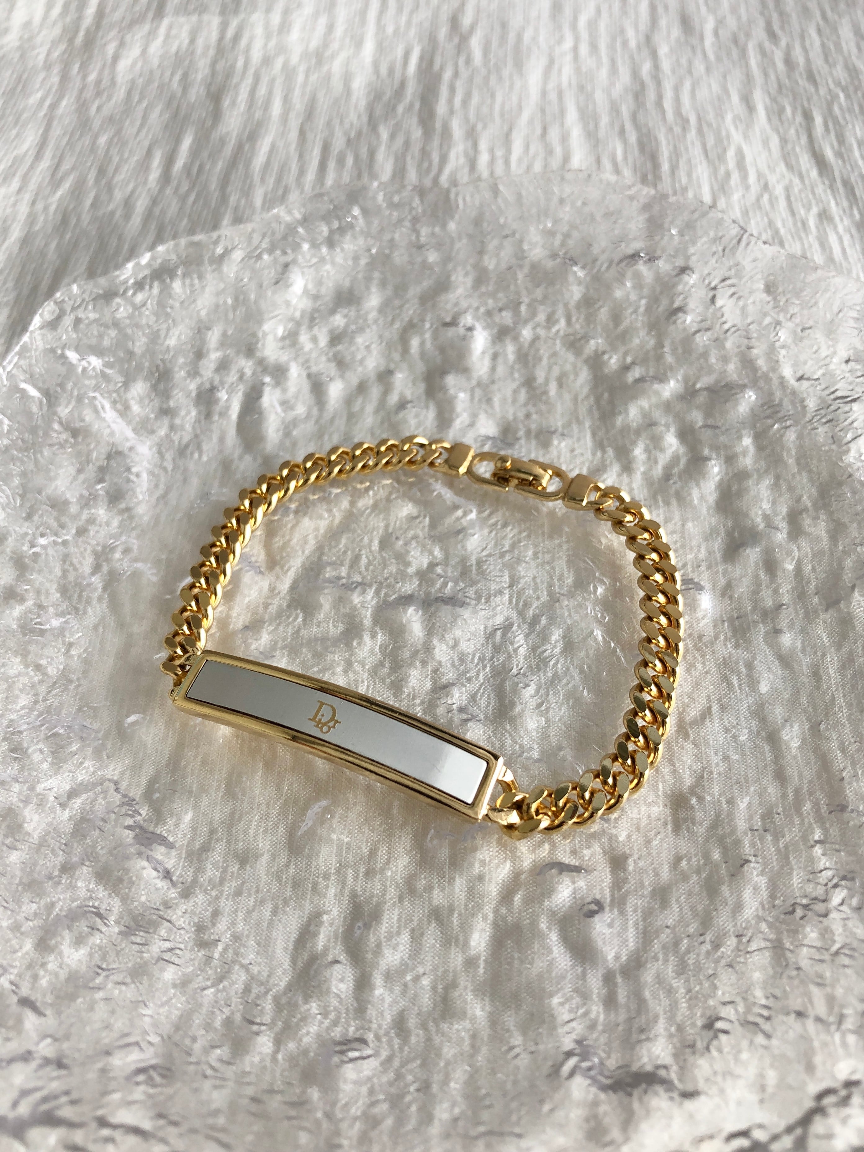 Christian Dior クリスチャン ディオール ブレスレット ゴールド DIORロゴプレート 喜平チェーン vintage ヴィンテージ オールド wdsnau