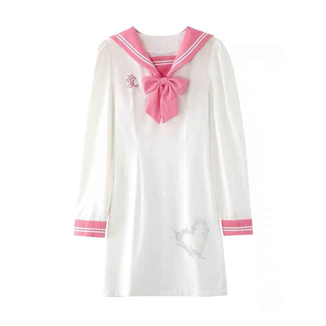 【KOKORI】Endless Paradise embroidery sailor dress