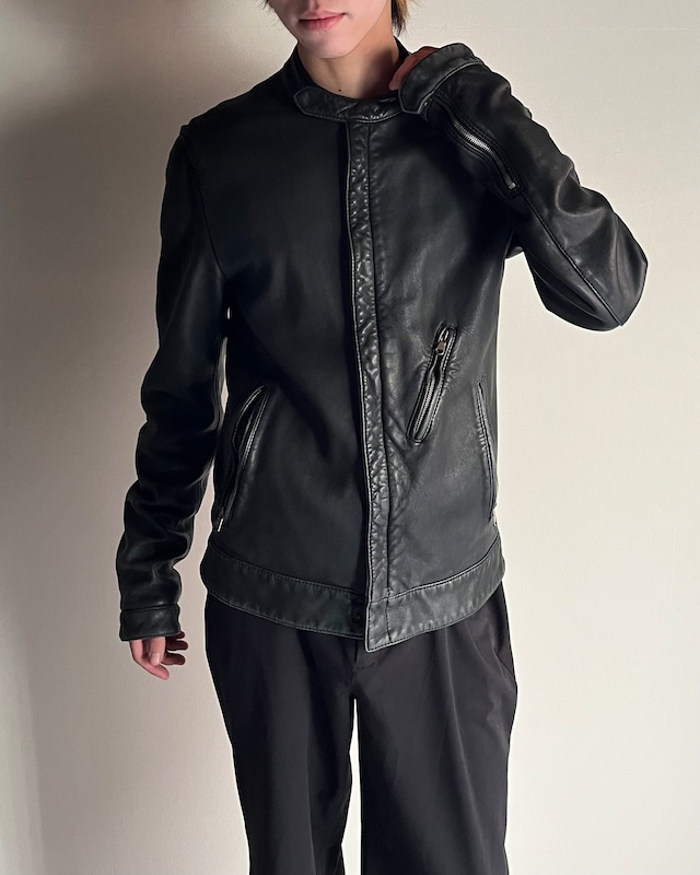 【DOLCE&GABBANA】lamb leather single riders jacket