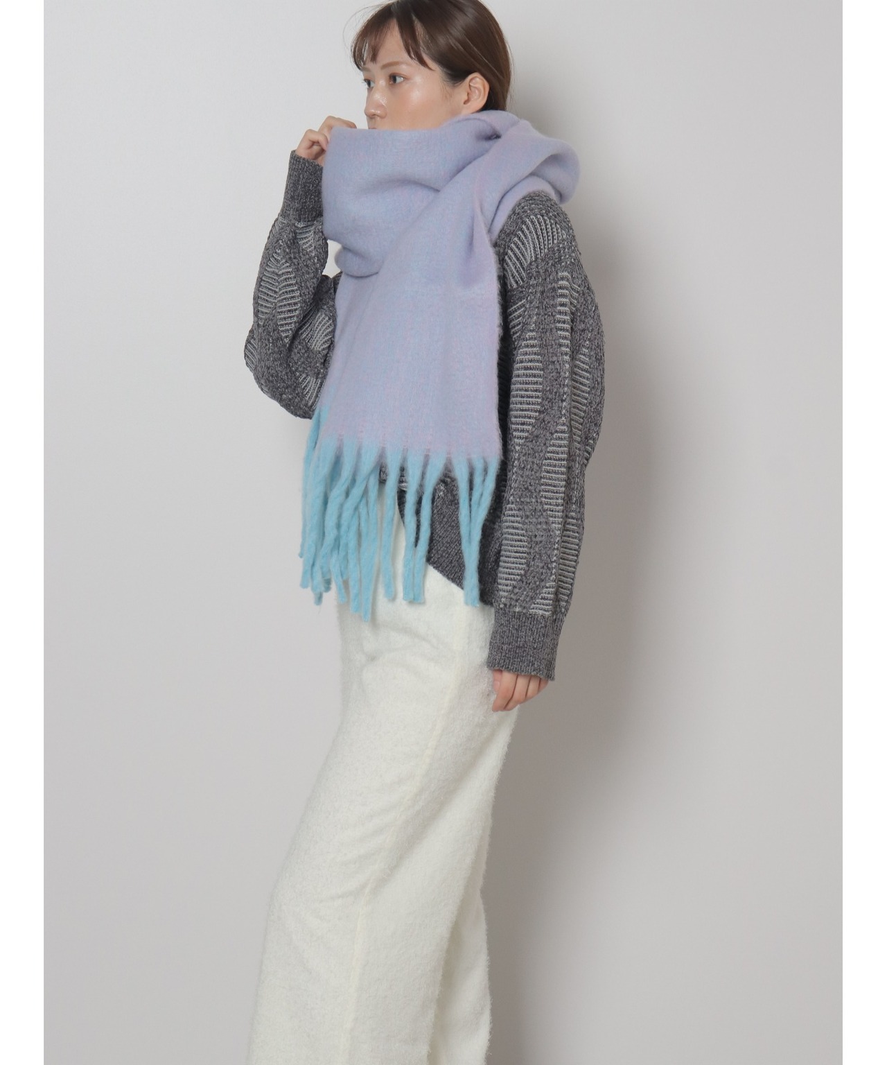 OI230501 バイカラーメランジーストール rosepink