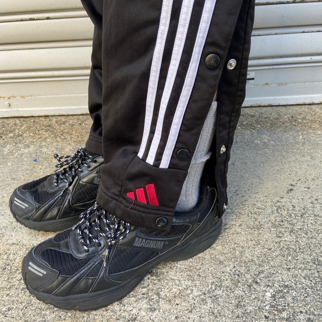 90s adidas アディダス サイドスナップトラックパンツ ジャージ 黒 S