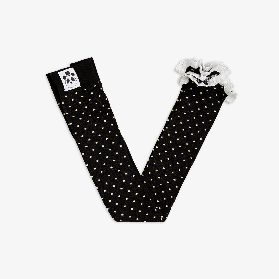 【26SS pre】minirodini(ミニロディーニ)Polka dot lace edge 1-pack leggings black(68/74.80/86.92/98.104/110)レギンス スパッツ ドット フリル