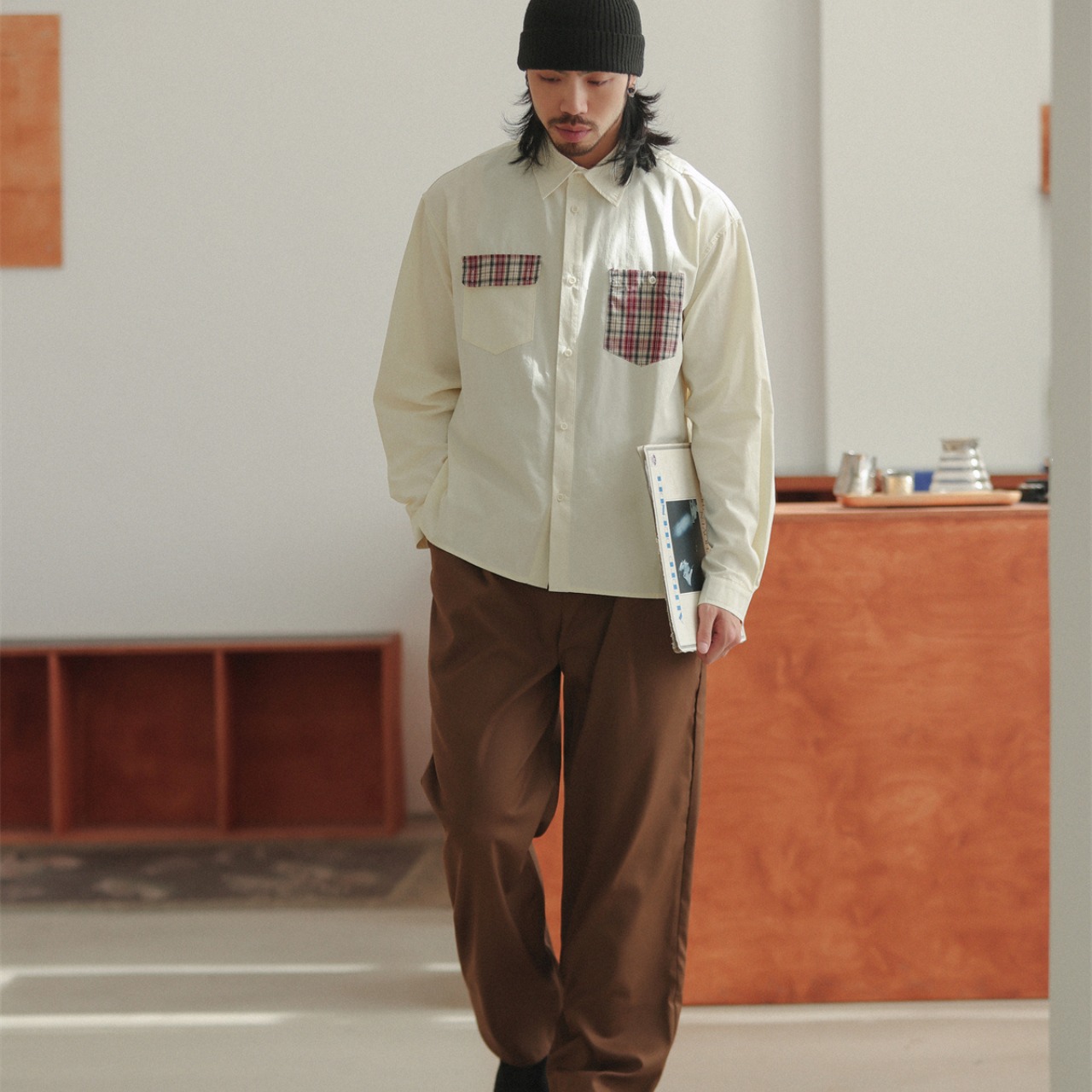 チェックポケット コットンシャツ A1740 - 8
