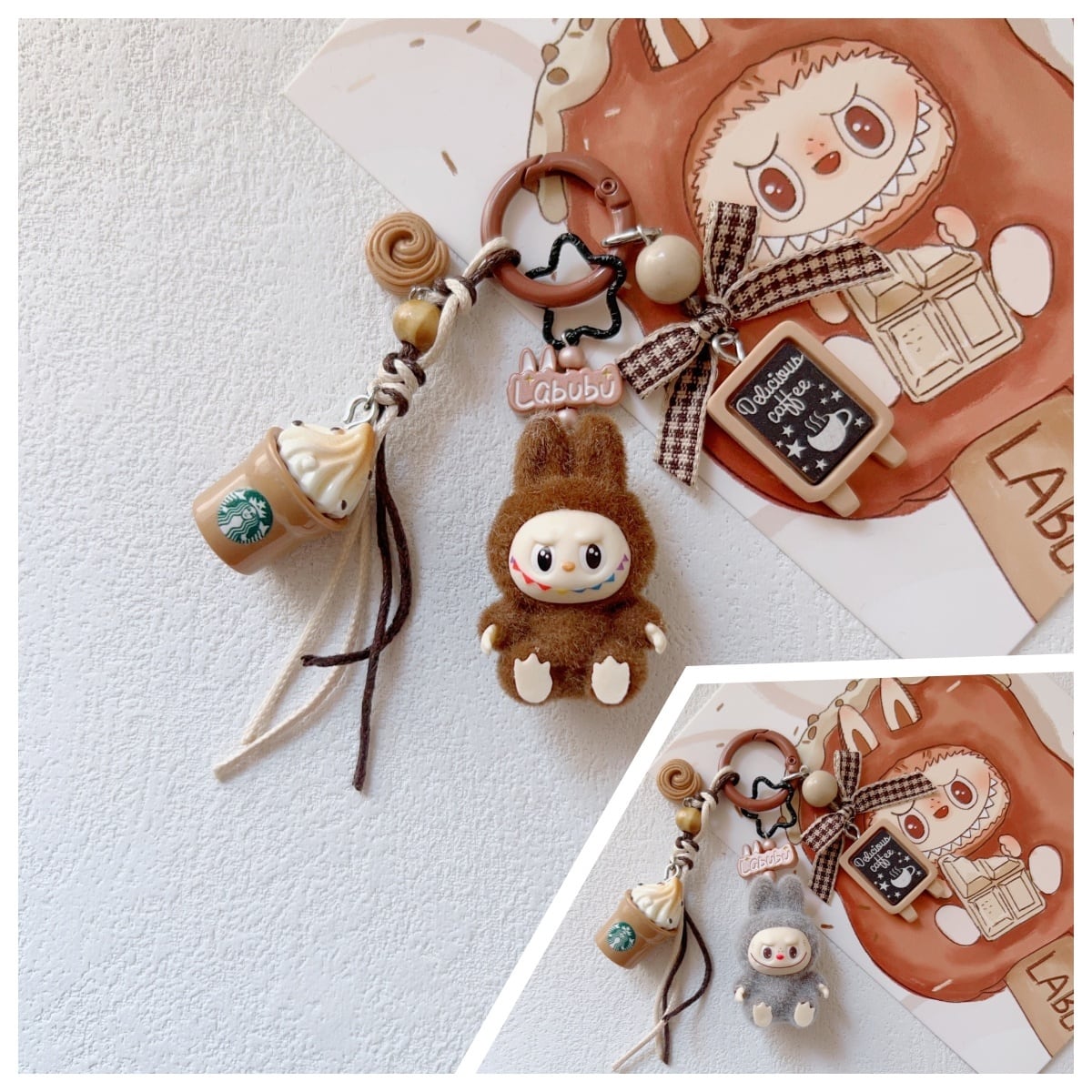 Labubu めっちゃ可愛い カフェカップ!キーホルダー ストラップ マスコット 癒し 小物 女友達へ のプレゼント に最適
