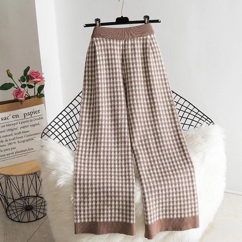 千鳥柄ワイドパンツ