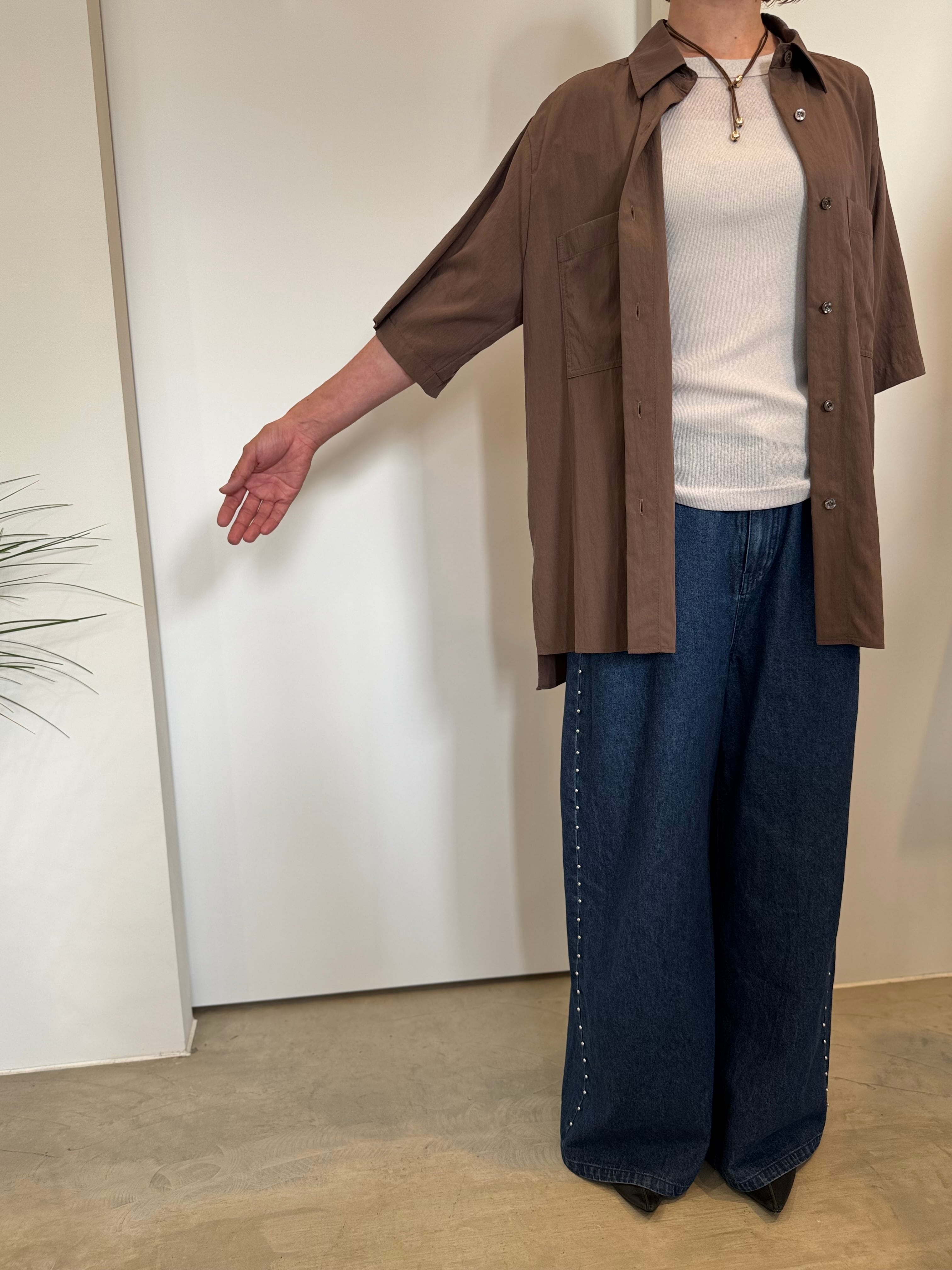 【cafune】セットアップ可 ハーフスリーブシャツ 535923