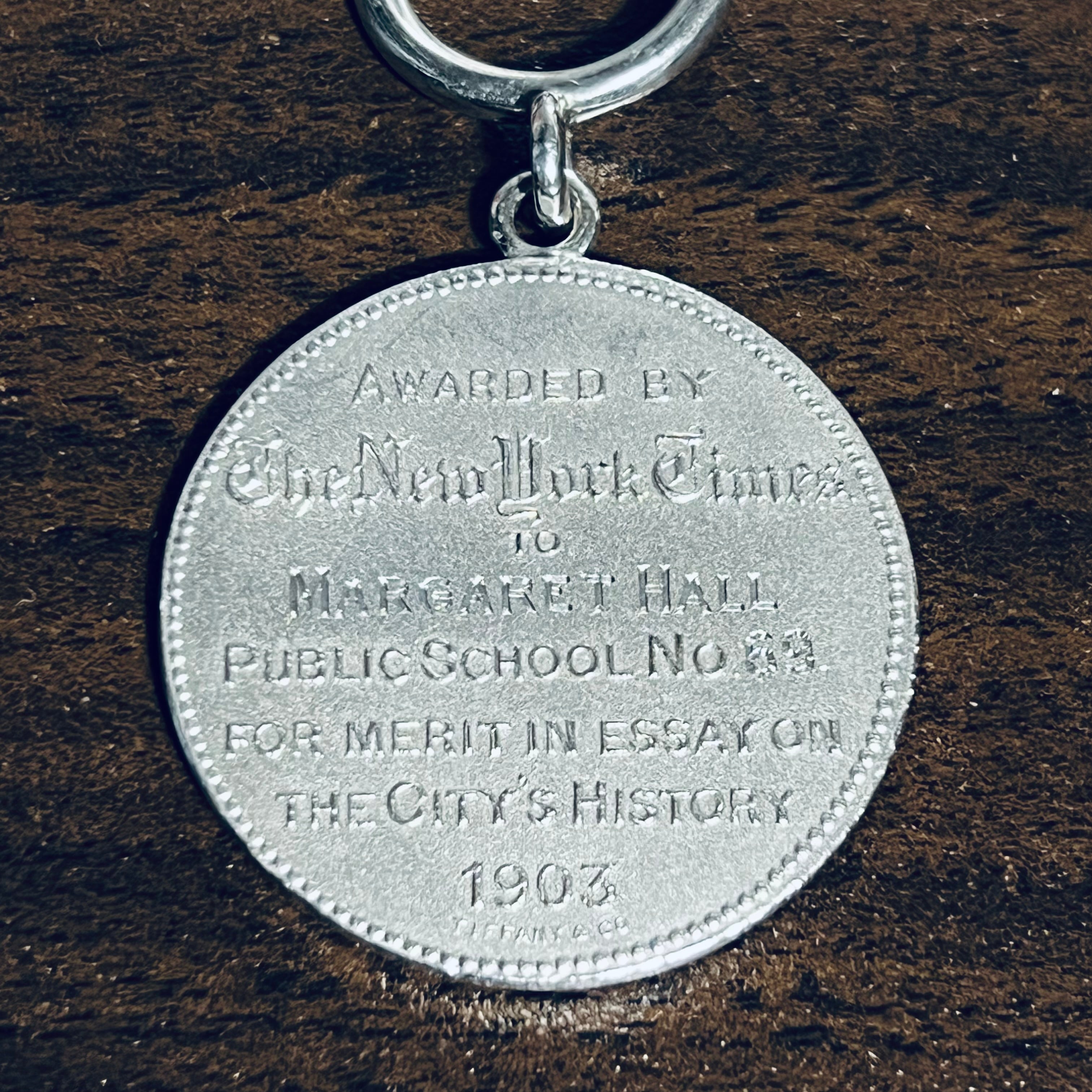 ANTIQUE TIFFANY & CO. 1903 NYC 250th Medal Long Necklace ANTIQUE TIFFANY & CO. 1903 NYC 250th Medal Long Necklace