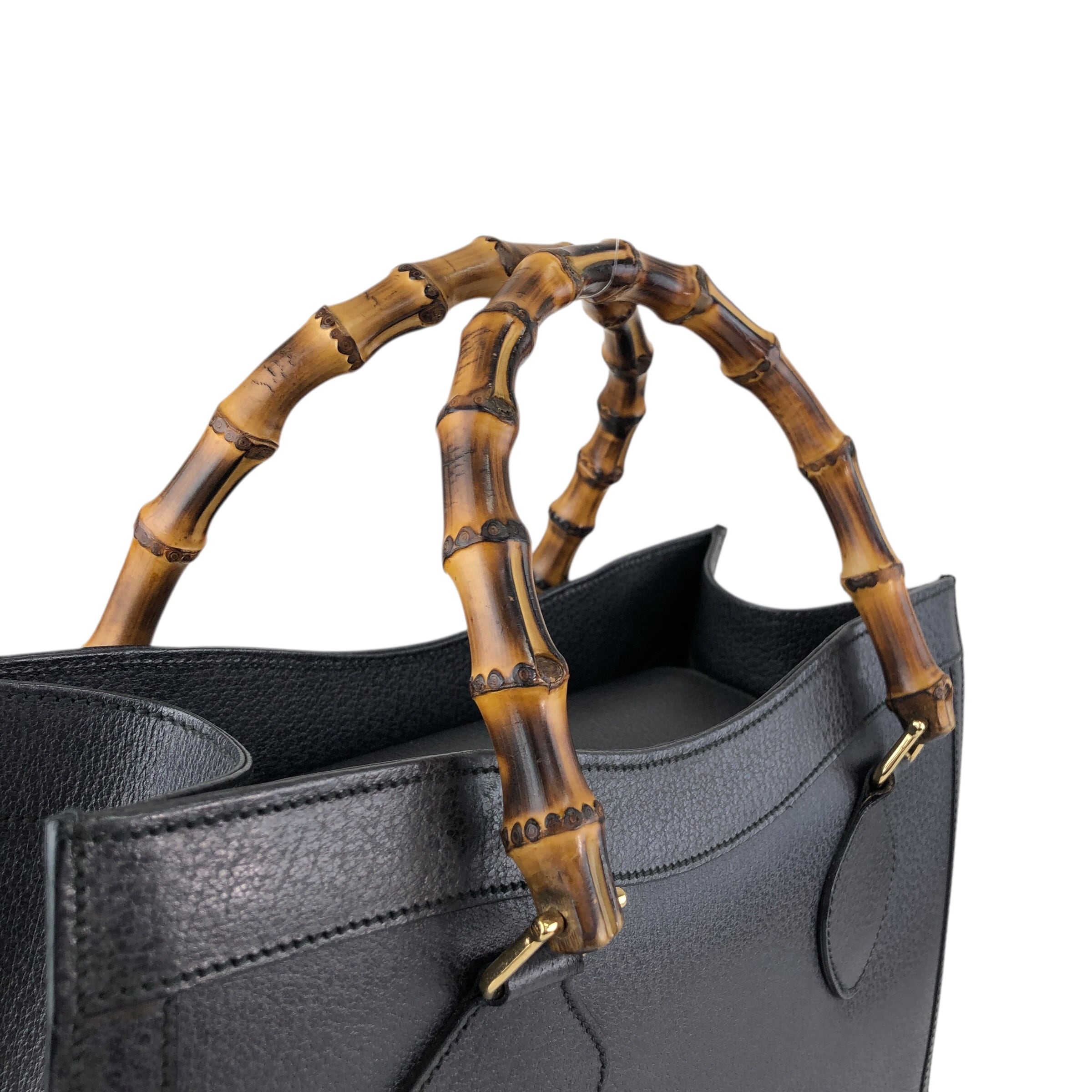 GUCCI グッチ バンブー ハンドバッグ ブラック レザー vintage