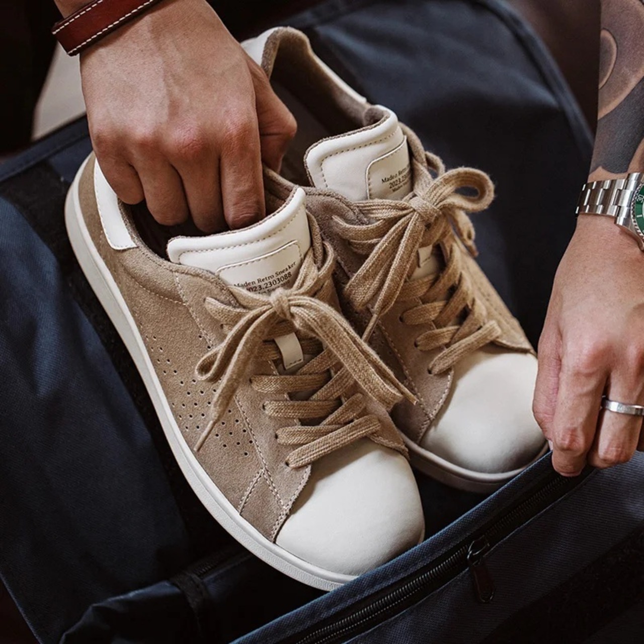 Beige Lace-Up Low Sneakers / ベージュ レースアップ ロー スニーカー