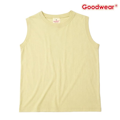 GOOD WEAR グッドウェア ノースリーブ Mサイズ レディース 春 夏 春夏 スリーブレストップ USA製 コットン100％ ヘビーウェイト 130034 クリームイエロー