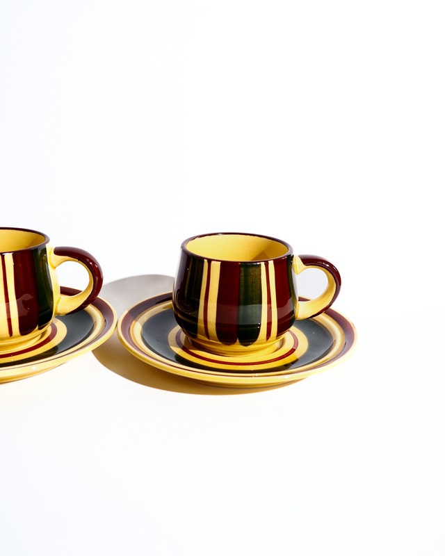Striped mug and saucer