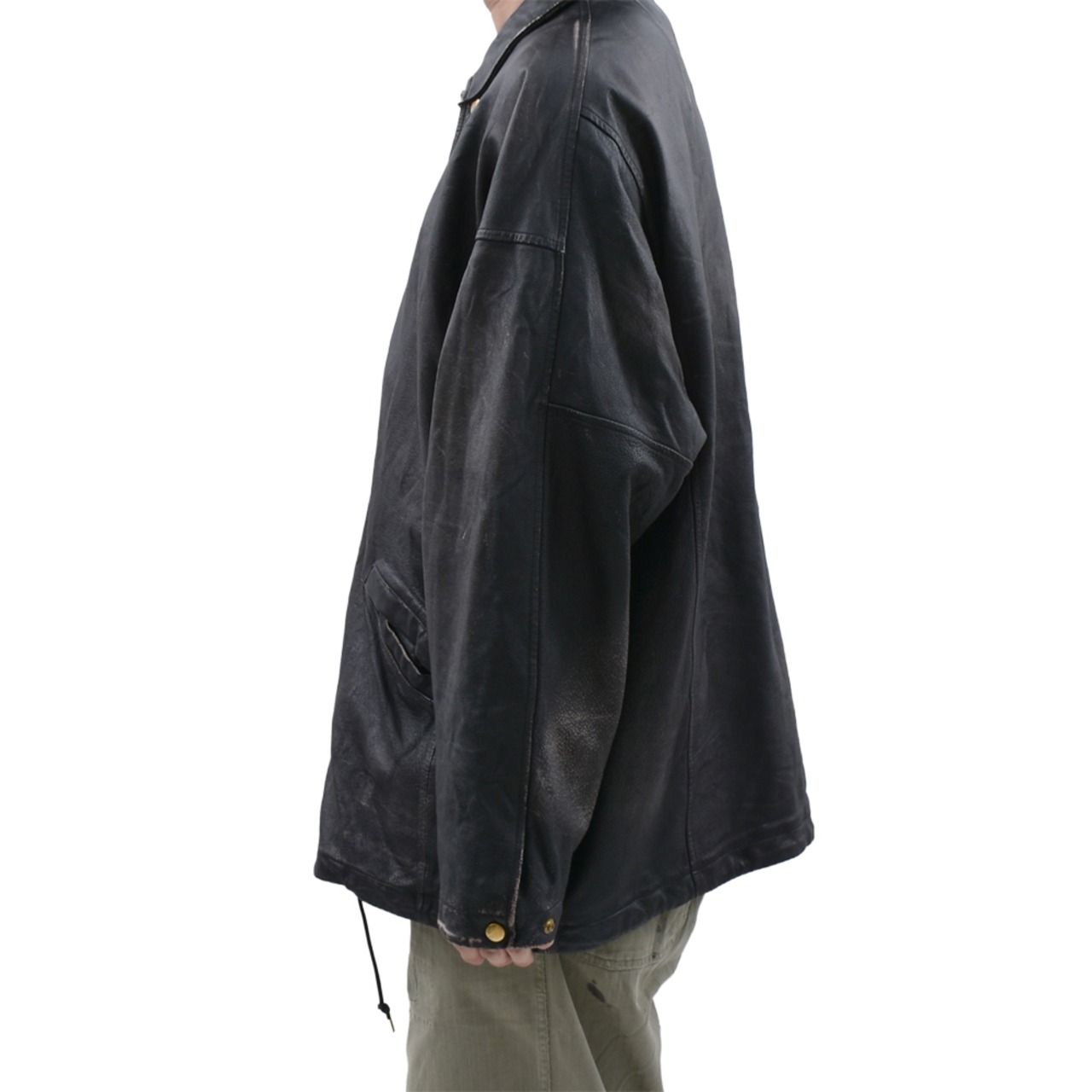 【KAMIYA】Distressed Leather Coach Jacket - 3