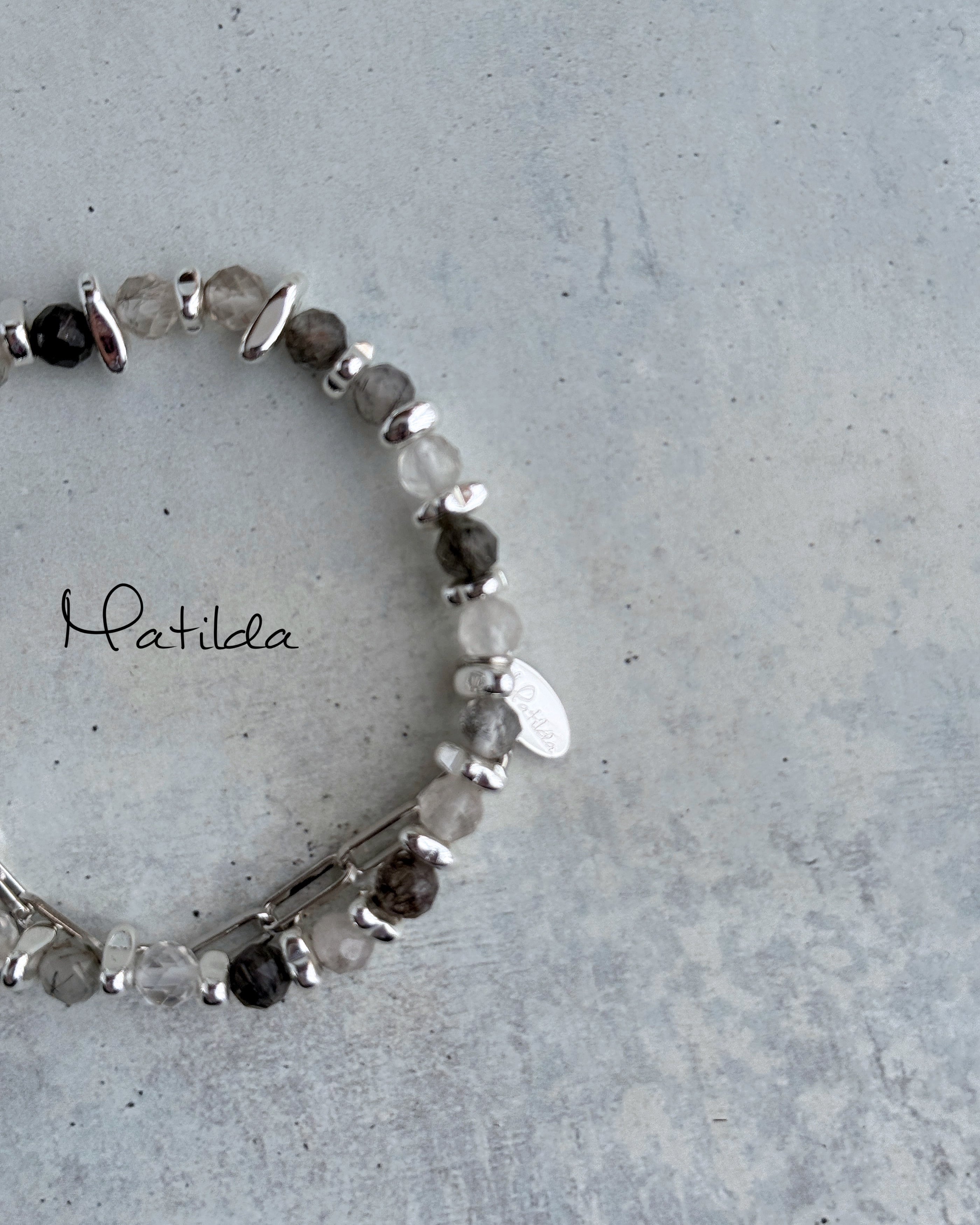 Chain & stone bracelet(ブラックトルマリンインクォーツ)