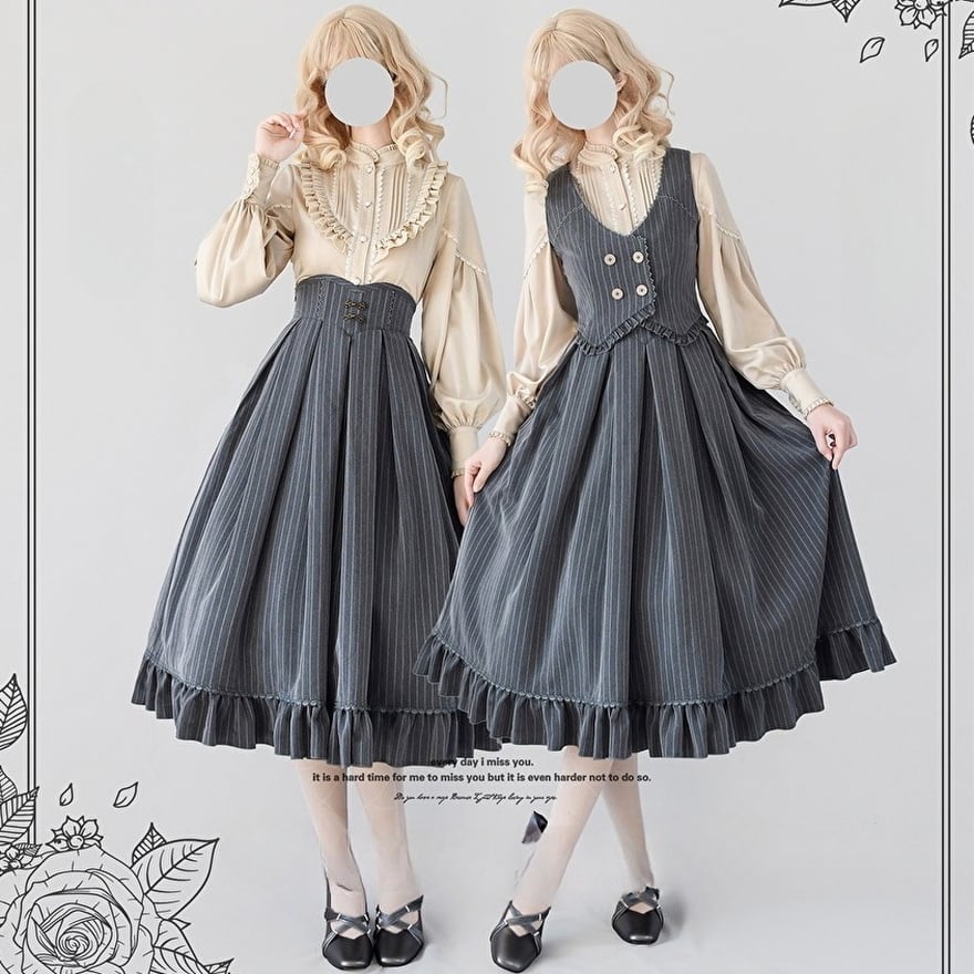 サブカル 服 地雷系 通販 ロリータ クラロリ ベスト ピンストライプ