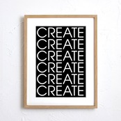 CREATE モダンアート｜白黒 タイポグラフィ｜洗練された部屋作りに  サイズ おしゃれポスターA4ポスター