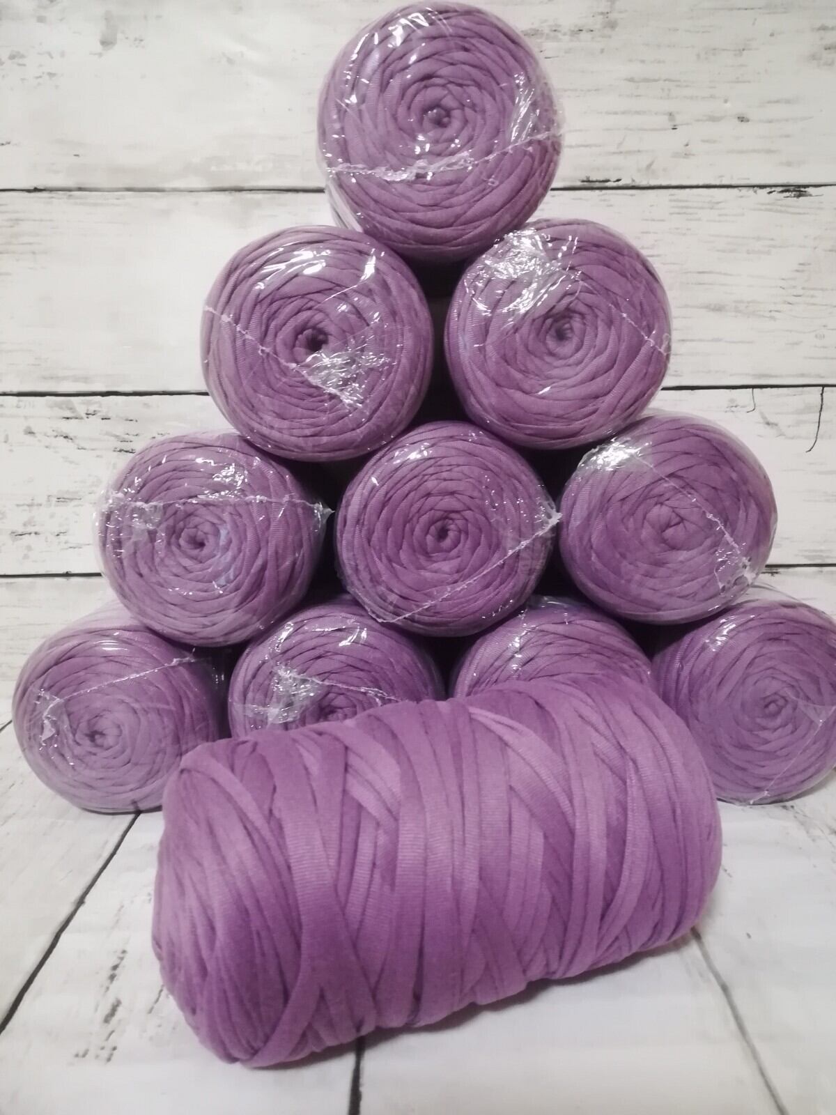 くすみパープル 紫色 1玉 50m Tシャツヤーン 編み糸 | T-SHIRT YARN 