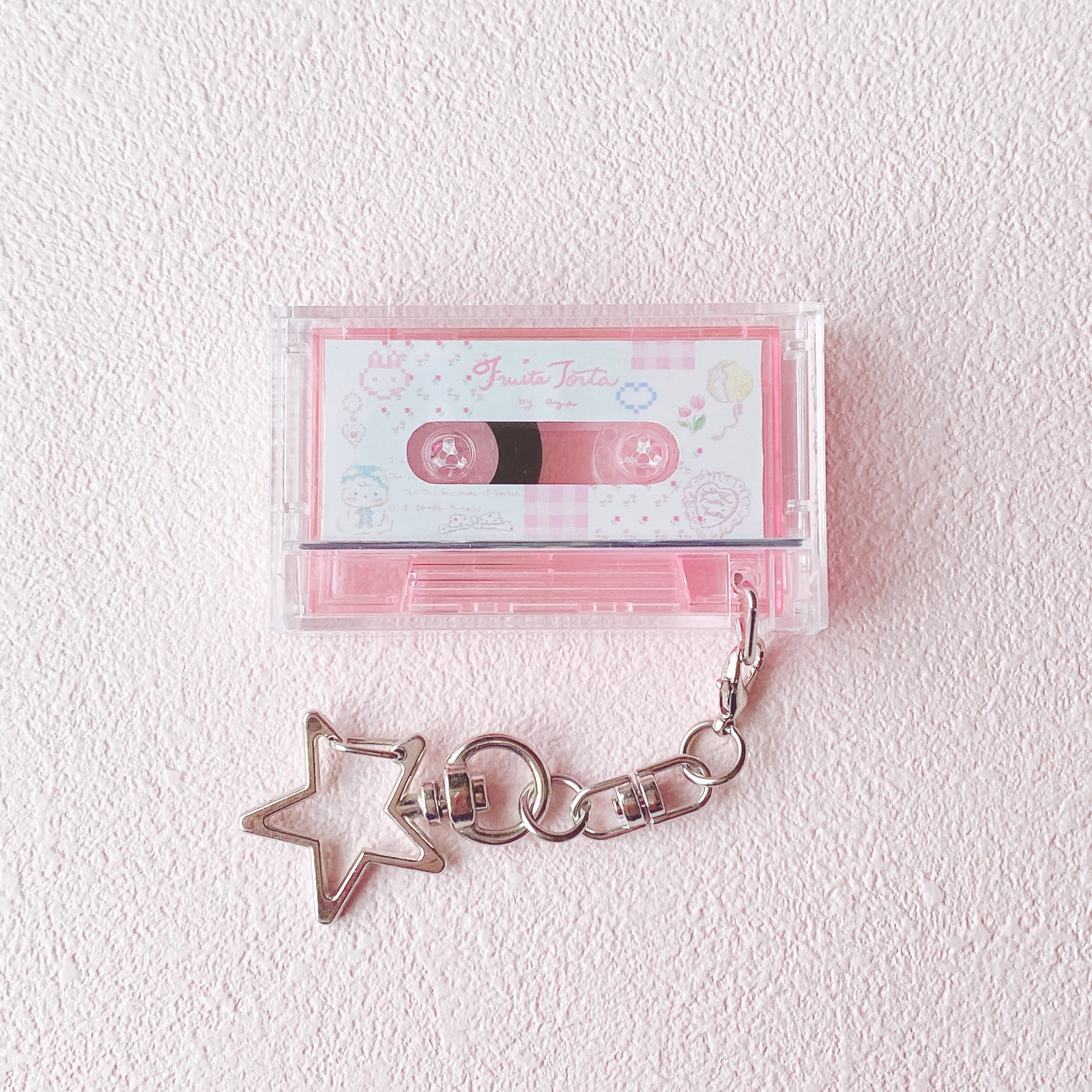 音楽再生ミニカセット꙳いちごゼリーPinkキーホルダー