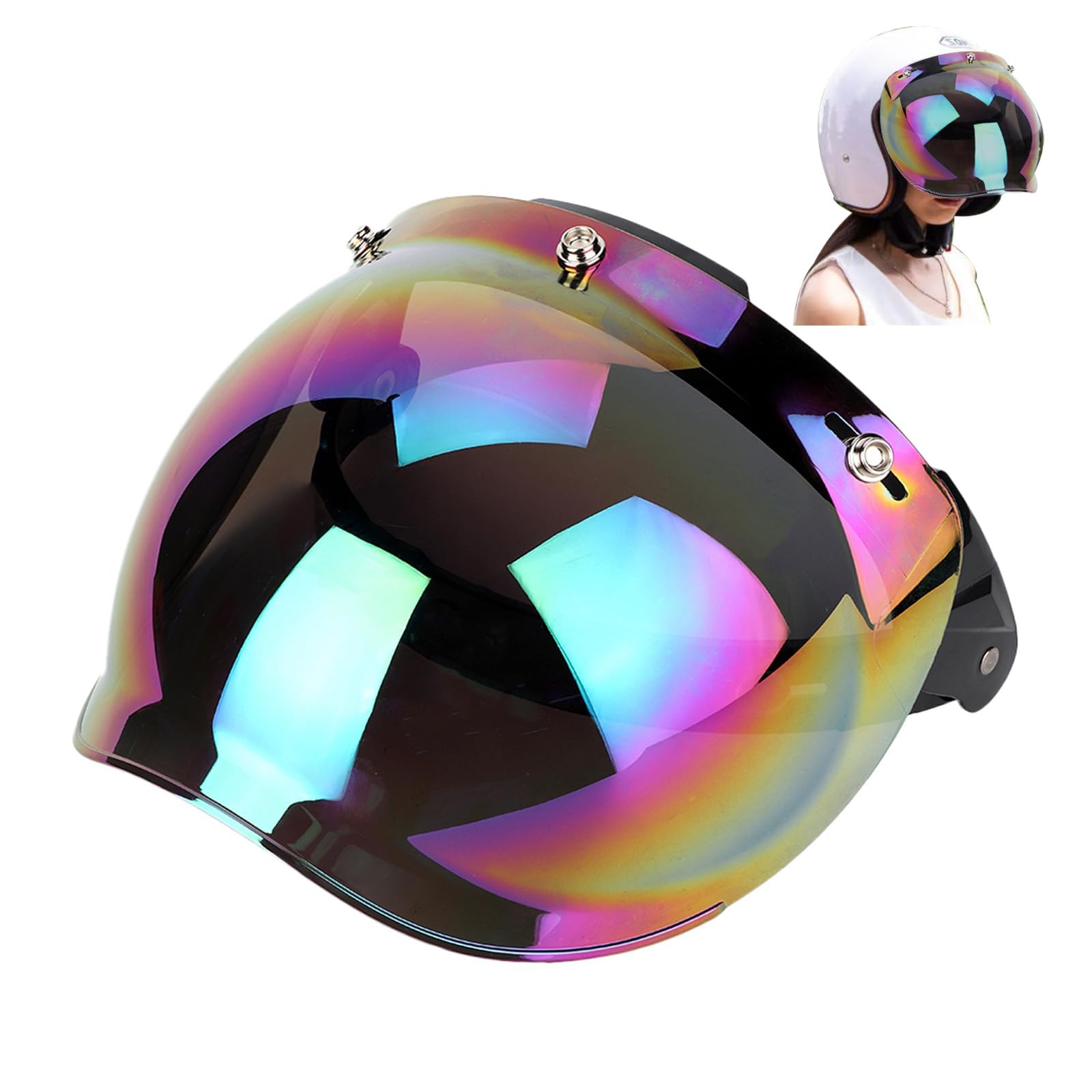 【新着特価】ヘルメット シールド バブルシールド ヘルメットシールド ジェット ミラー 曇り止め UVカット 紫外線カット ユニバーサル 開閉式 風防タイプ 3スナップ ブラック