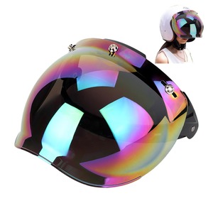 【新着特価】ヘルメット シールド バブルシールド ヘルメットシールド ジェット ミラー 曇り止め UVカット 紫外線カット ユニバーサル 開閉式 風防タイプ 3スナップ ブラック