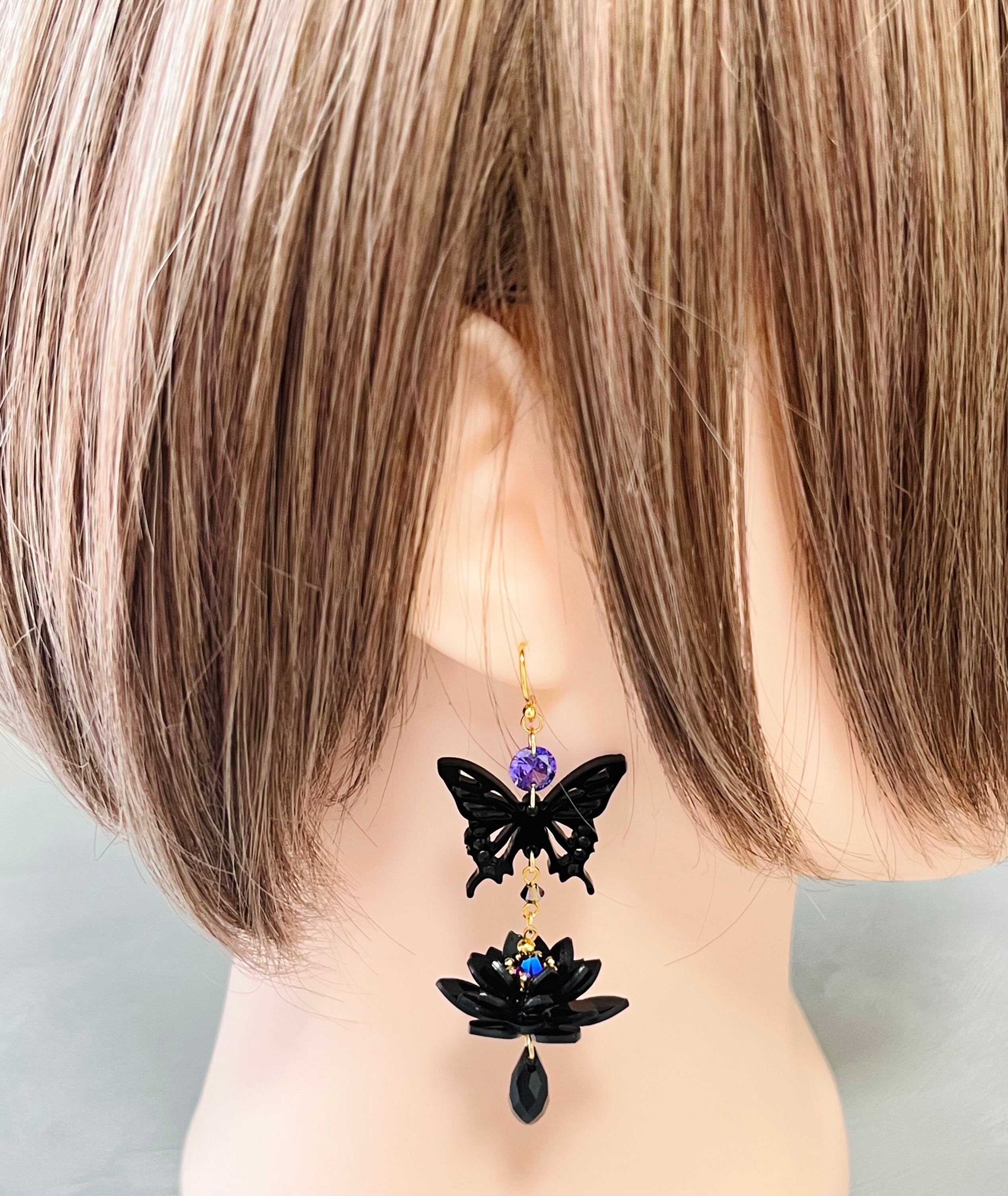 在庫限り】『毒』蓮の花ピアス/イヤリング（童磨×胡蝶しのぶイメージ