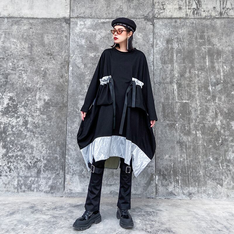 Xラージサイズファットmmウエスタンスタイルの年齢を減らすドレス2020新しい春の薄いミドル丈長袖カラーaラインスカート ラブタオタオダレンハウス56964308229