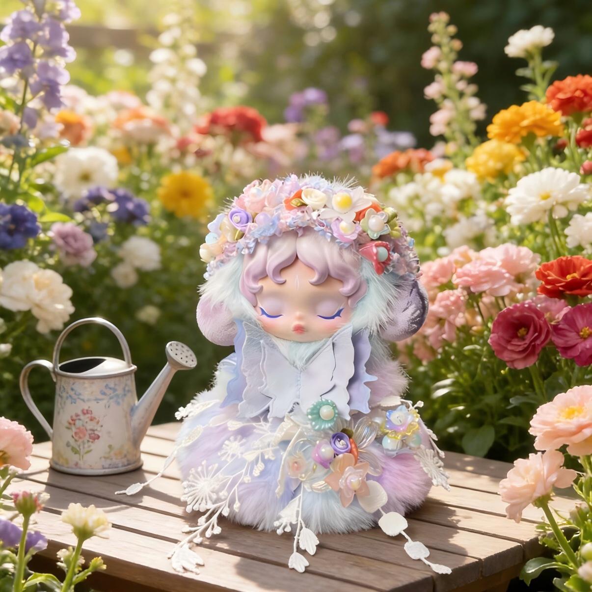 Skullpanda用 ふわふわ フラワー バタフライ ドレス+ヘアバンド