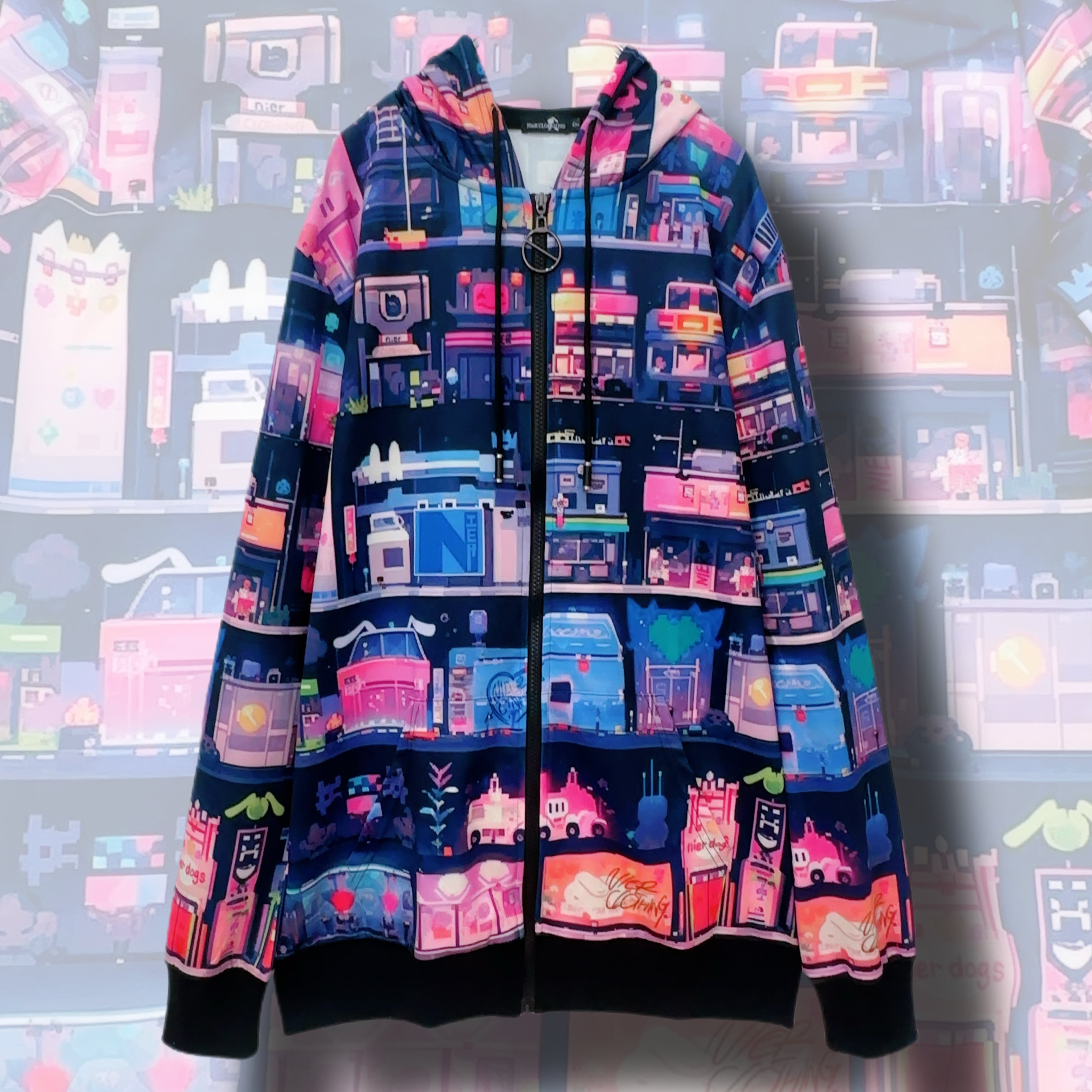 NEON CITY LONG LENGTH ZIP OUTER | NIER CLOTHING powered by BASE