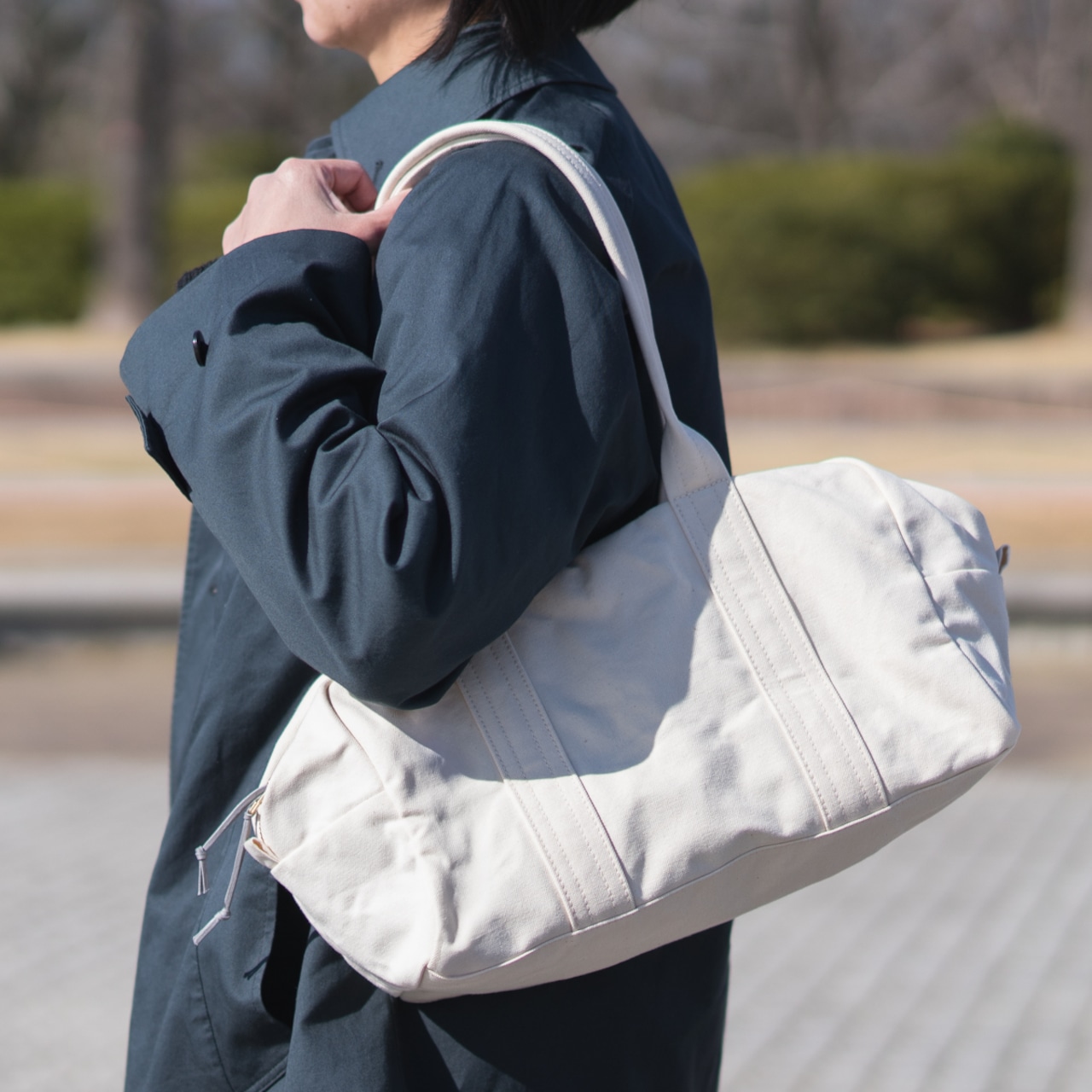 帆布のボストンバッグS 生成り