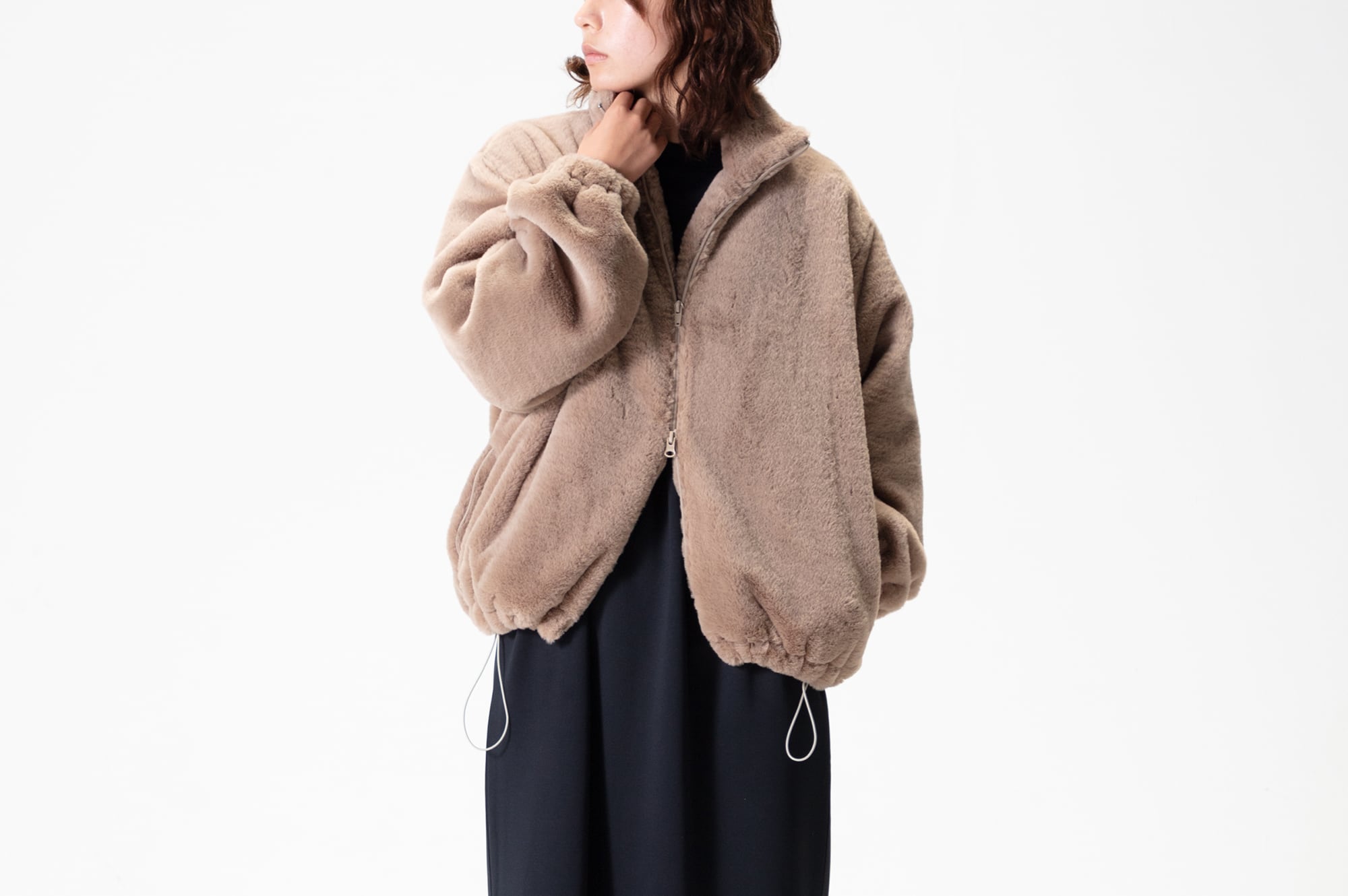 マイクロファー - スタンドカラーブルゾン | le vent souffle