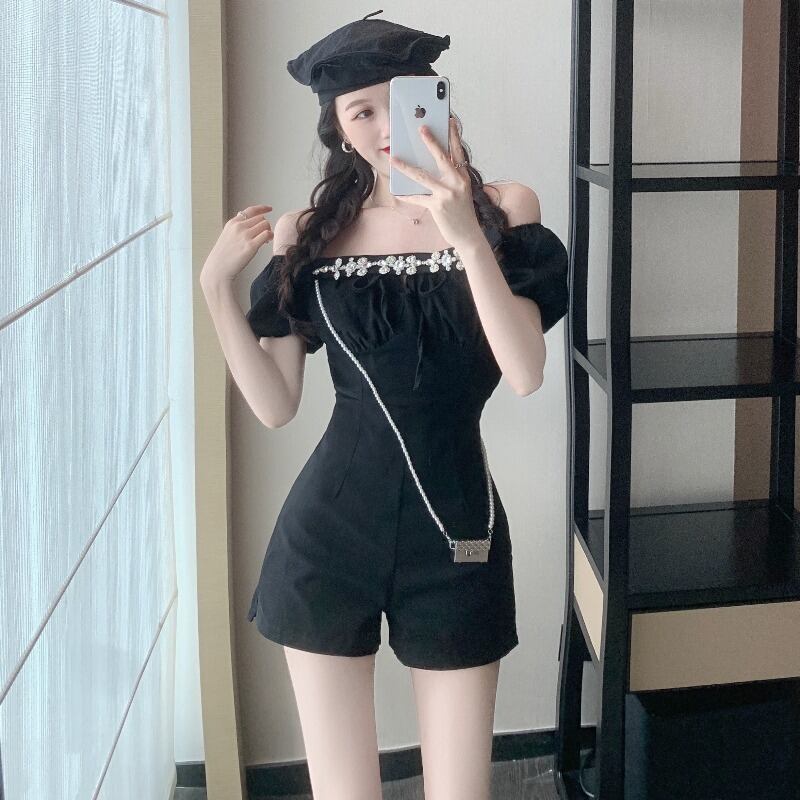 ウェストソリッド カラーカジュアルジャンプスーツ オールインワン ルーズショーツ レディース ブルマー ソリッドカラー ハンチェンe56085116956