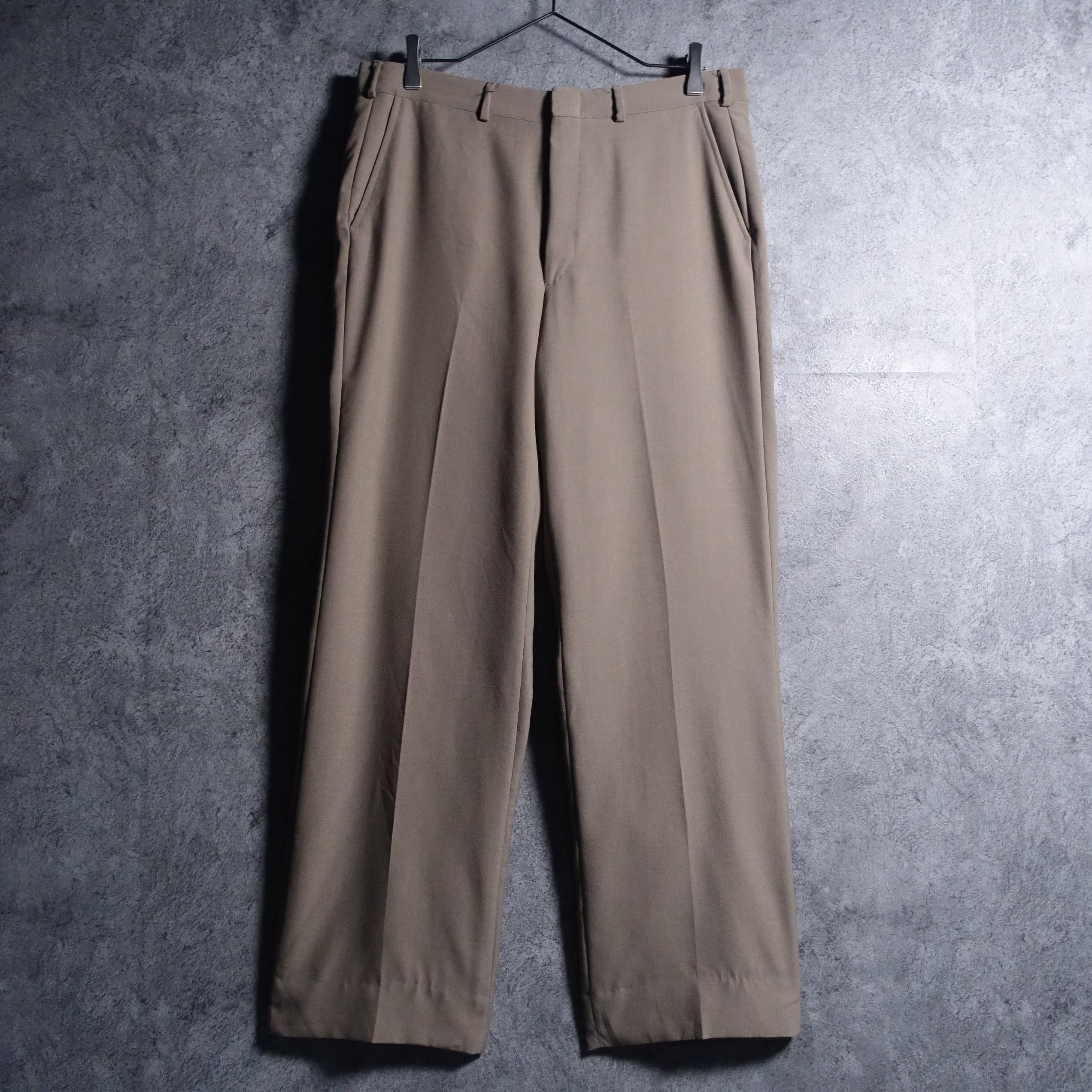 60〜90s “SANSABELT” Light Brown No Tuck Straight Slacks