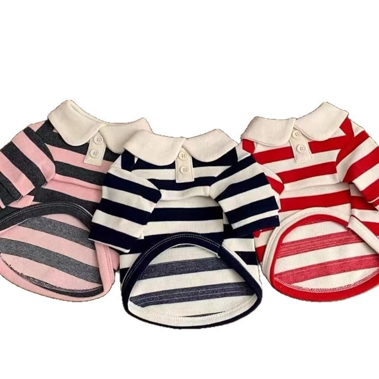 襟付きボーダーシャツ