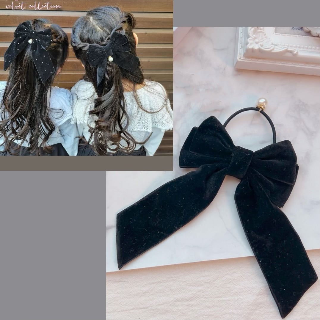 上品レディな ベルベット♡ ブラックのたらりんリボン♡ | rippy ribbon
