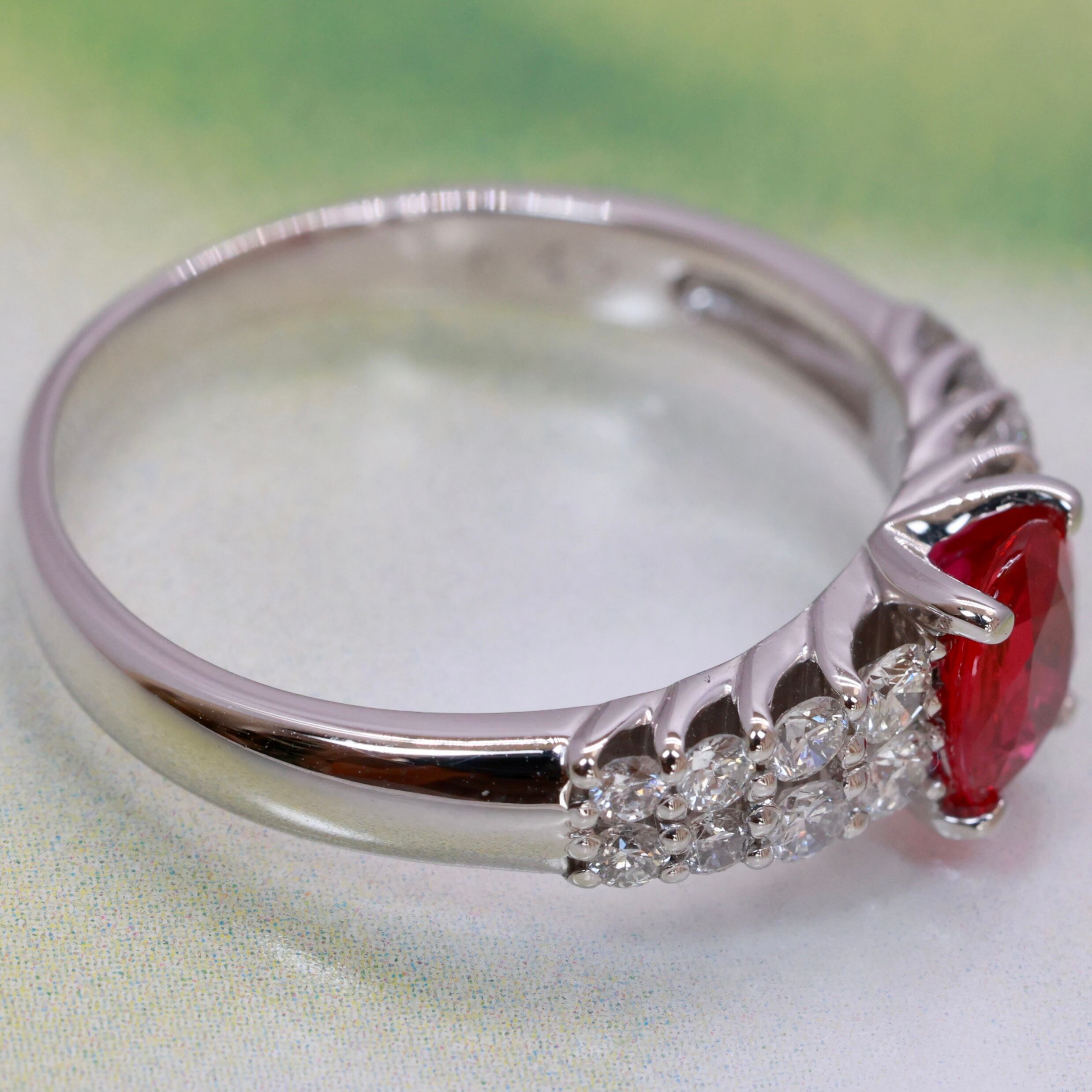 Pt900 非加熱 ルビー 0.709ct ダイヤモンド 0.47ct リング 13.2 Pt900 非加熱 ルビー 0.709ct ダイヤモンド 0.47ct リング 13.2
