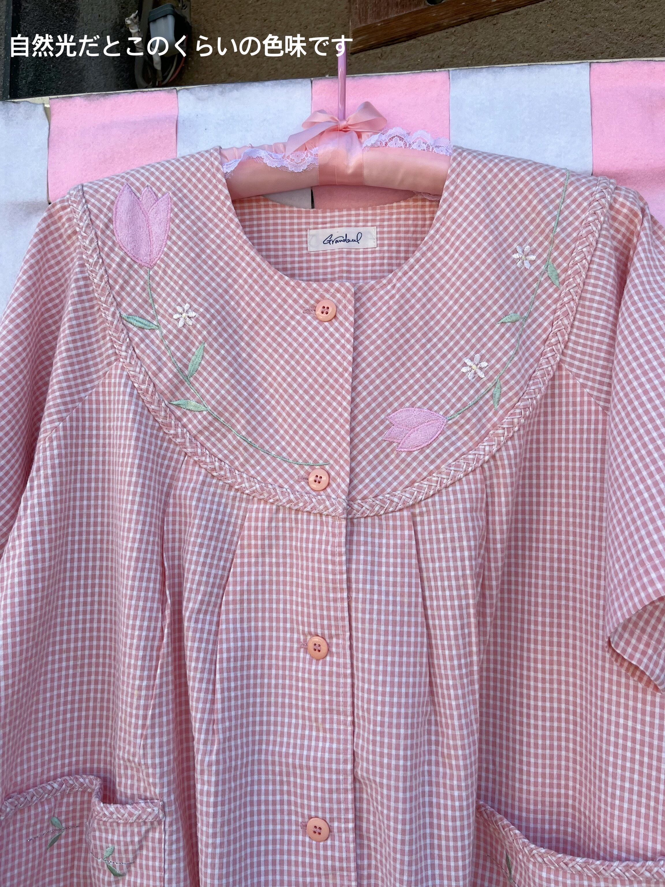 orange gingham check flower one-piece