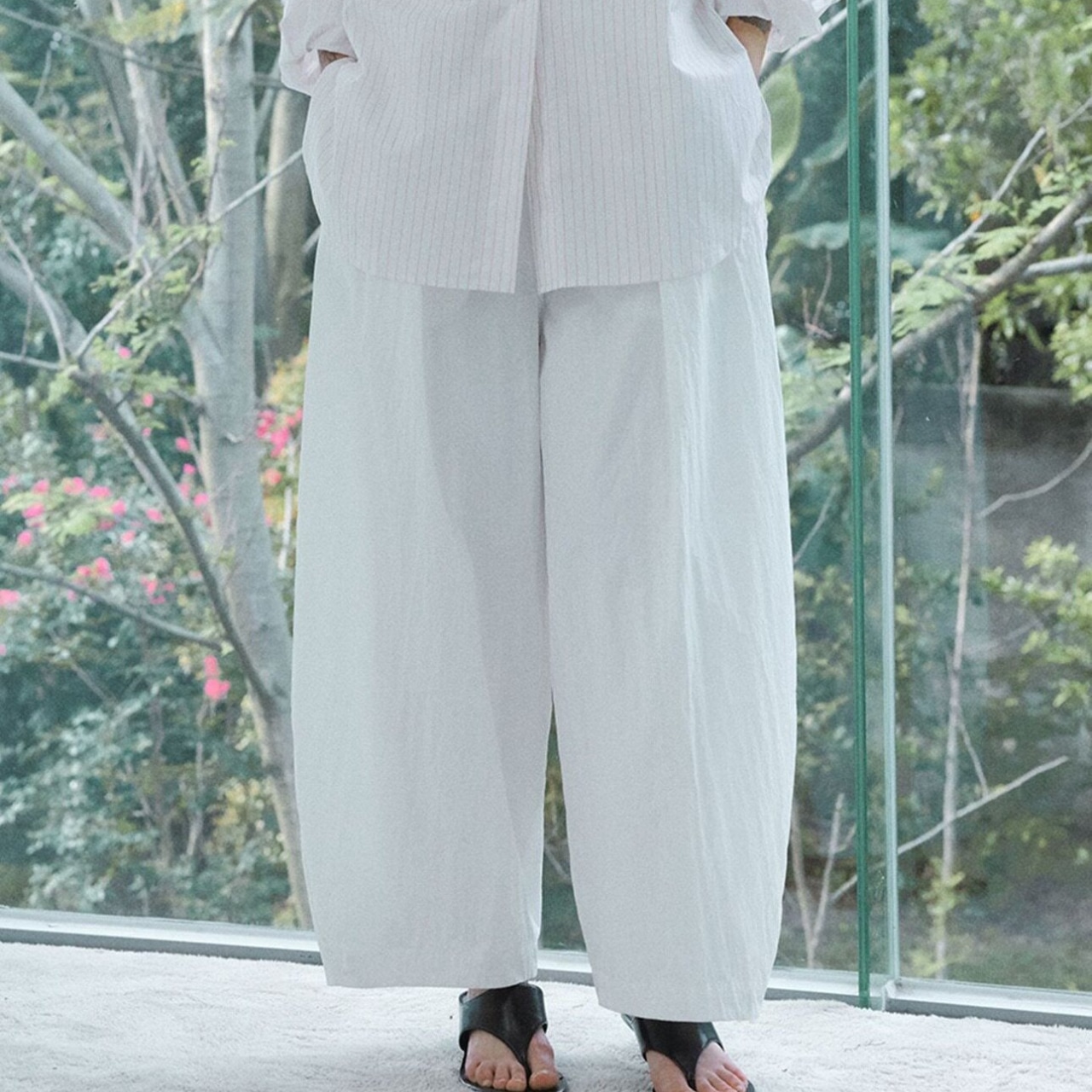 Drawstring Wide Full-Length Pants 【3color】 T4336